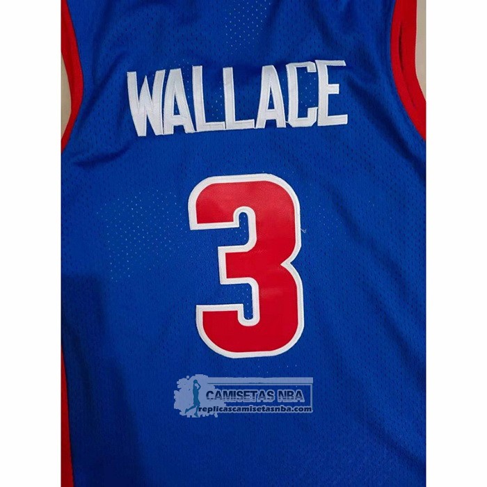 Camiseta Detroit Pistons Ben Wallace NO 3 Mitchell & Ness 2003-04 Azul